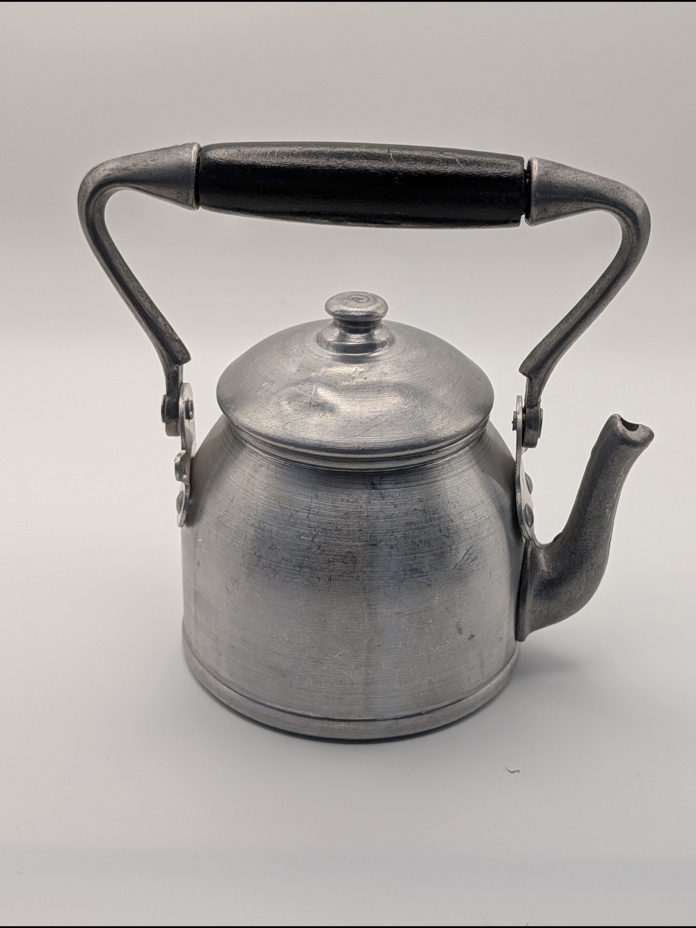 Vintage-Style Silver Teapot with Black Handle - Home Accents